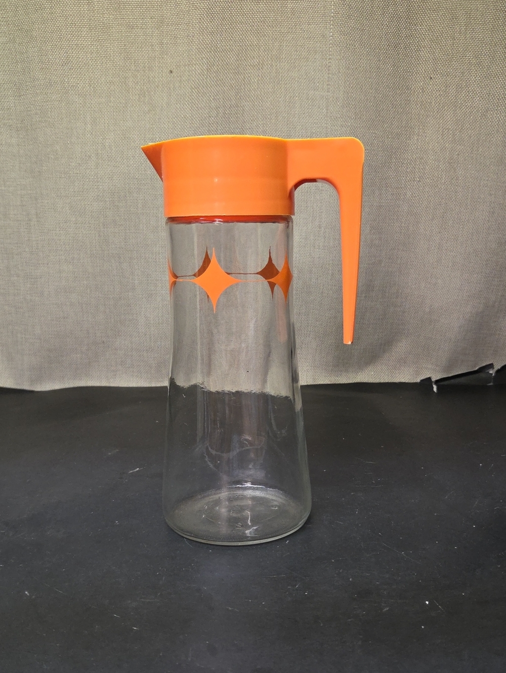 Anchor‎ Hocking MCM ATOMIC Orange STARBURST Diamond TANG Juice Pitcher Vintage